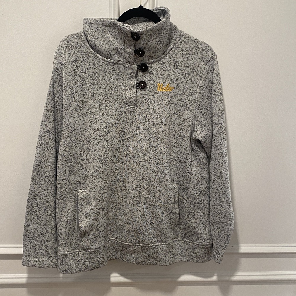 UCLA Sweatshirt Mock‎ Button Neck Heather Gray Womens Fit Size xl Champion